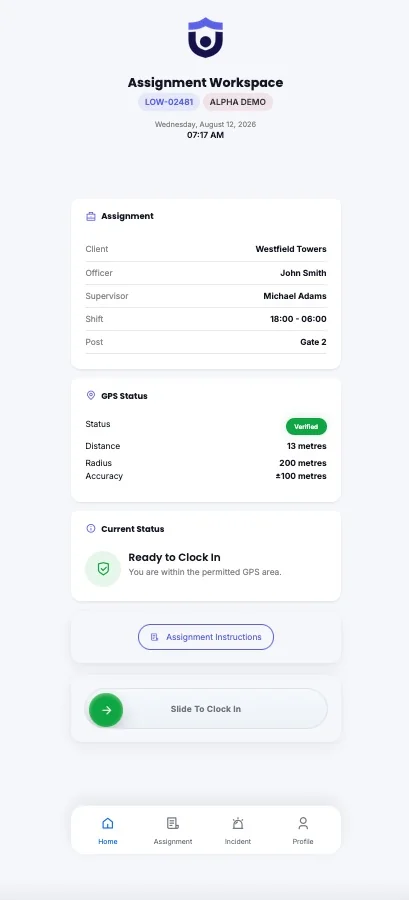 SentinelOps application screen 1