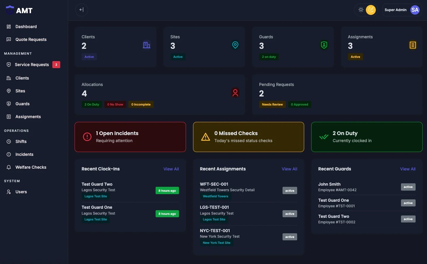 SentinelOps security operations dashboard